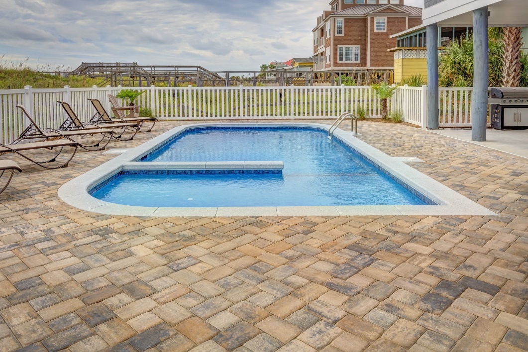 View of an outdoor home pool