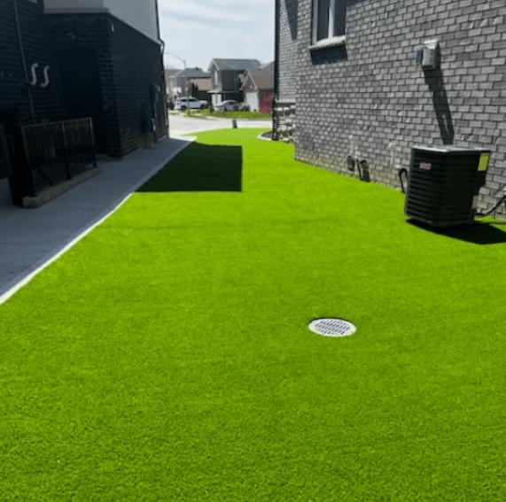 Artificial grass installed in a Canadian house