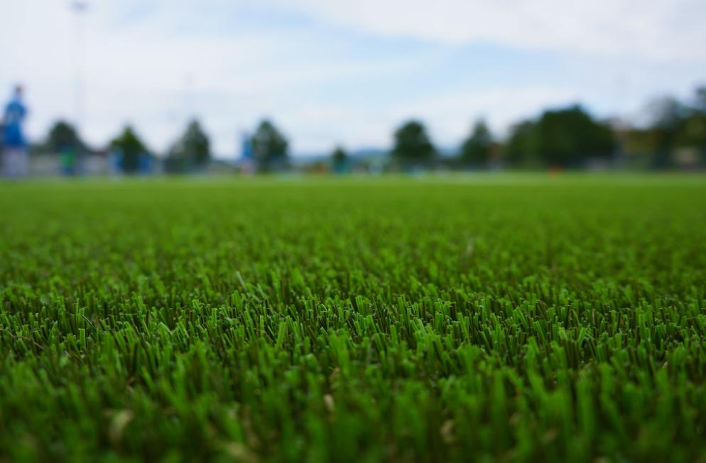 Artificial grass installed in an open field