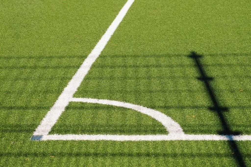 Artificial turf with white sports lines