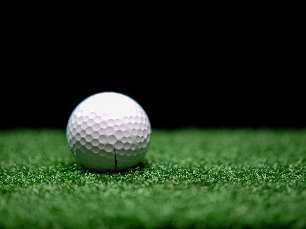 Golf ball on a synthetic turf