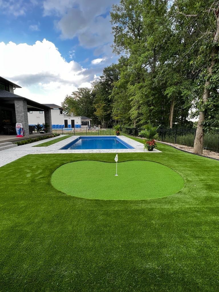 Putting turf installed in the backyard
