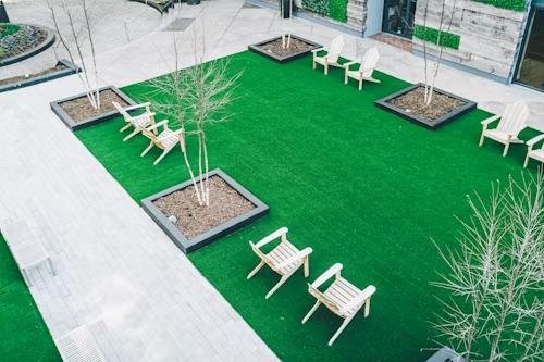 lush artificial turf outdoor business setting