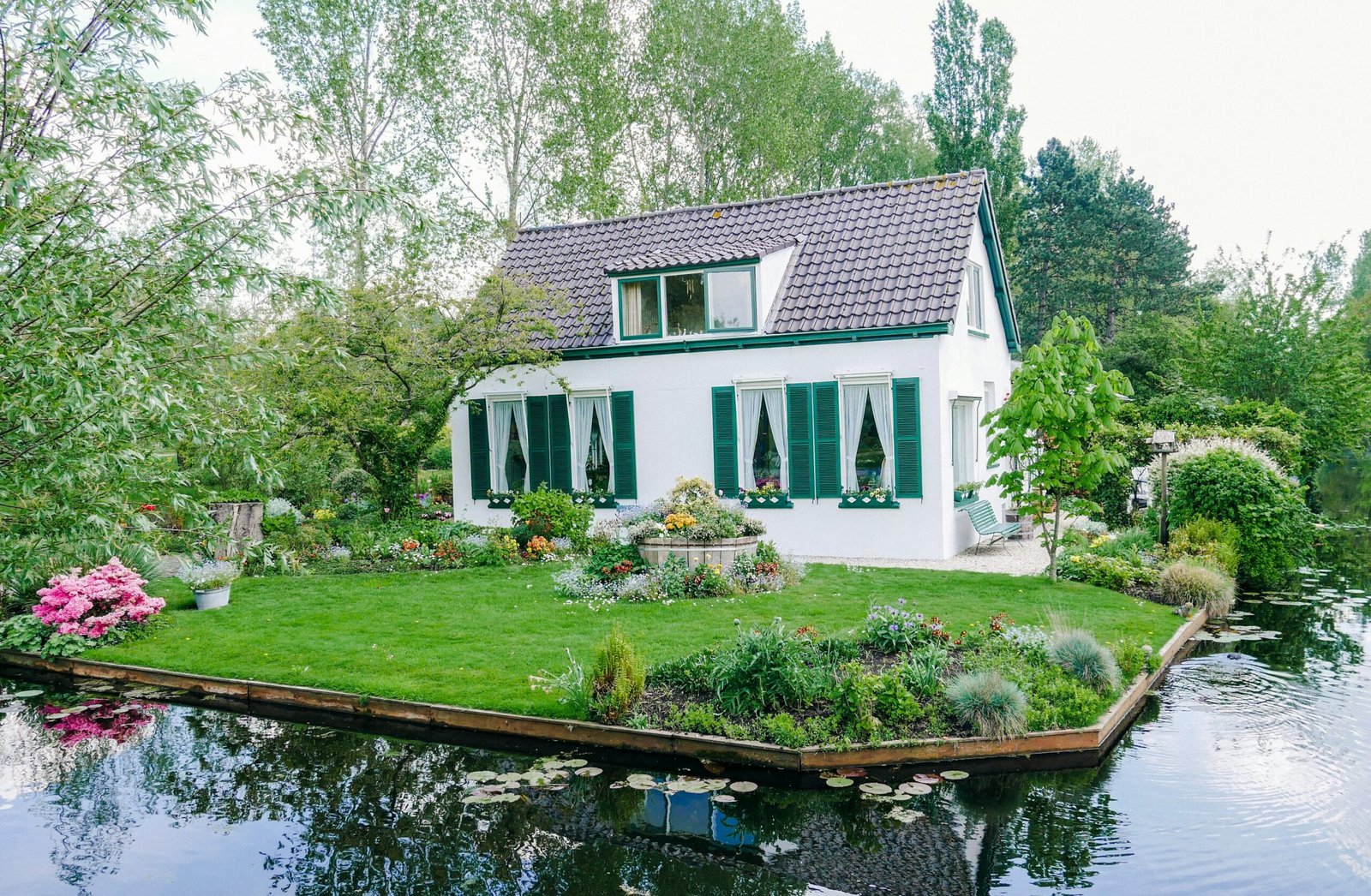 Home with artificial turf installation