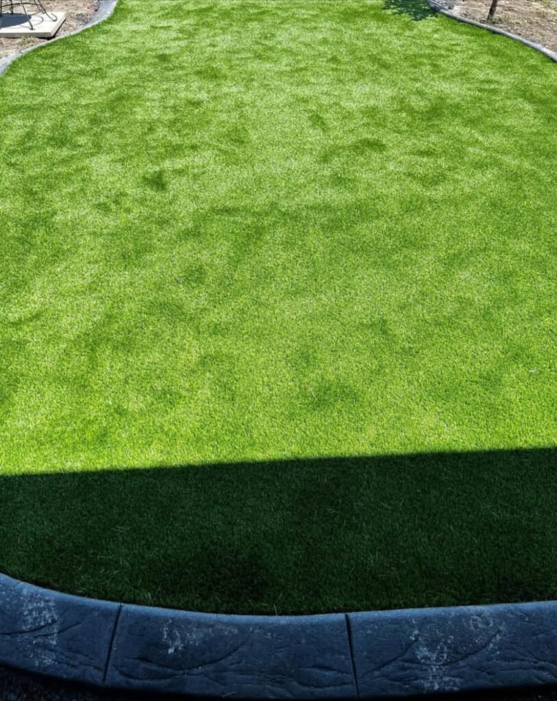 Detailed close-up texture of artificial turf