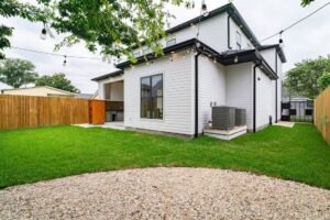 low maintenance backyard with artificial grass